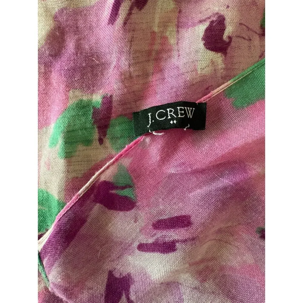 J.Crew Pink Floral Abstract Lightweight Scarf Wrap Women's Silky Soft Headscarf